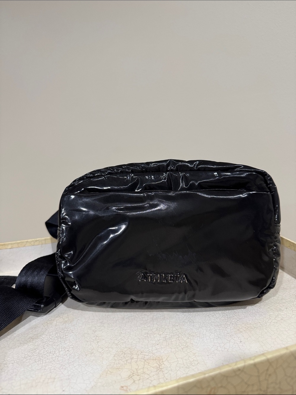 Athleta Glossy Black Sling Belt Bag